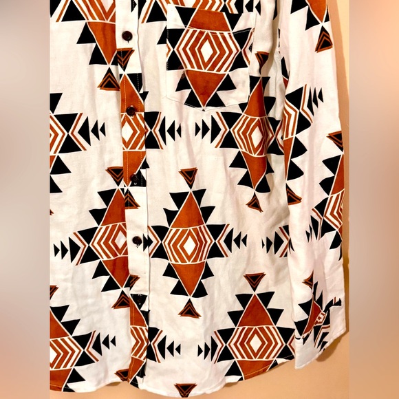 NWOT Pacsun Men’s Western Aztec 100% Cotton Long Sleeve Button Down Shirt Large - Picture 3 of 8